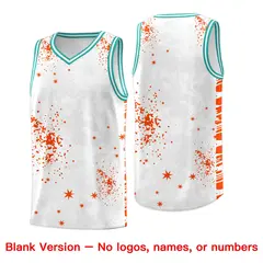 Orange Aqua Vice Burst Graffiti Pattern Basketball Jersey 6
