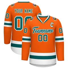 Orange Aqua-White Classic Hockey Jersey 1