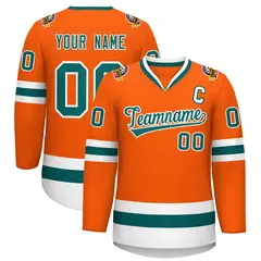 Orange Aqua-White Classic Hockey Jersey 1