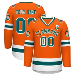 Orange Aqua-White Classic Hockey Jersey 1