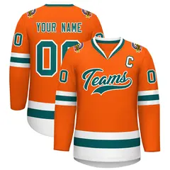 Orange Aqua-White Classic Hockey Jersey 1