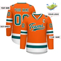 Orange Aqua-White Classic Hockey Jersey 2