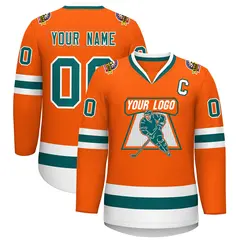 Orange Aqua-White Classic Hockey Jersey 1