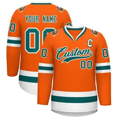 Orange Aqua-White Classic Hockey Jersey 1