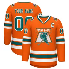 Orange Aqua-White Classic Hockey Jersey 1