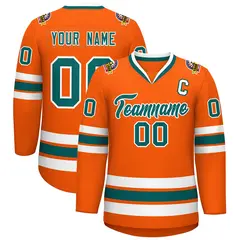Orange Aqua-White Classic Hockey Jersey 1