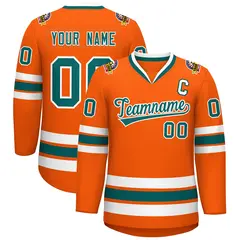 Orange Aqua-White Classic Hockey Jersey