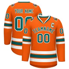 Orange Aqua-White Classic Hockey Jersey 1