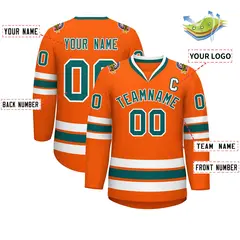 Orange Aqua-White Classic Hockey Jersey 2