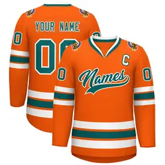 Orange Aqua-White Classic Hockey Jersey 1