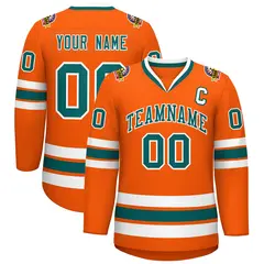 Orange Aqua-White Classic Hockey Jersey
