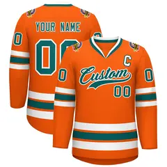 Orange Aqua-White Classic Hockey Jersey 1