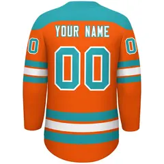 Orange Aqua White Classic Lace-Up Neck Hockey Jersey 4
