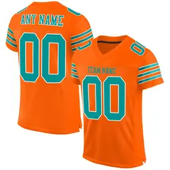 Orange Aqua-White Classic Style Mesh Football Jersey 1