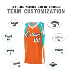 Orange Aqua White Color Block Basketball Jersey 4