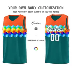 Orange Aqua-White Colorful Basketball Jersey Sets 2