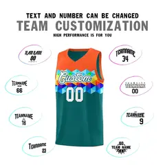 Orange Aqua-White Colorful Basketball Jersey Sets 3
