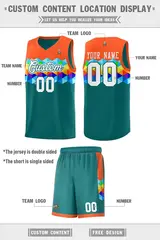 Orange Aqua-White Colorful Basketball Jersey Sets 4