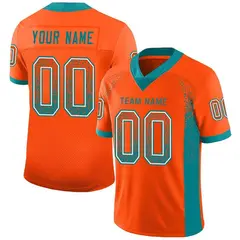Orange Aqua-White Drift Mesh Football Jersey 1
