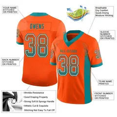 Orange Aqua-White Drift Mesh Football Jersey 2