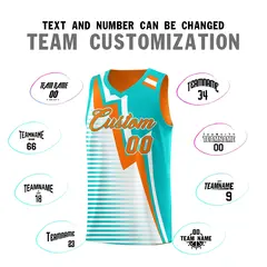 Orange Aqua White Gradient Lightning Stripe Reversible Basketball Jersey 4