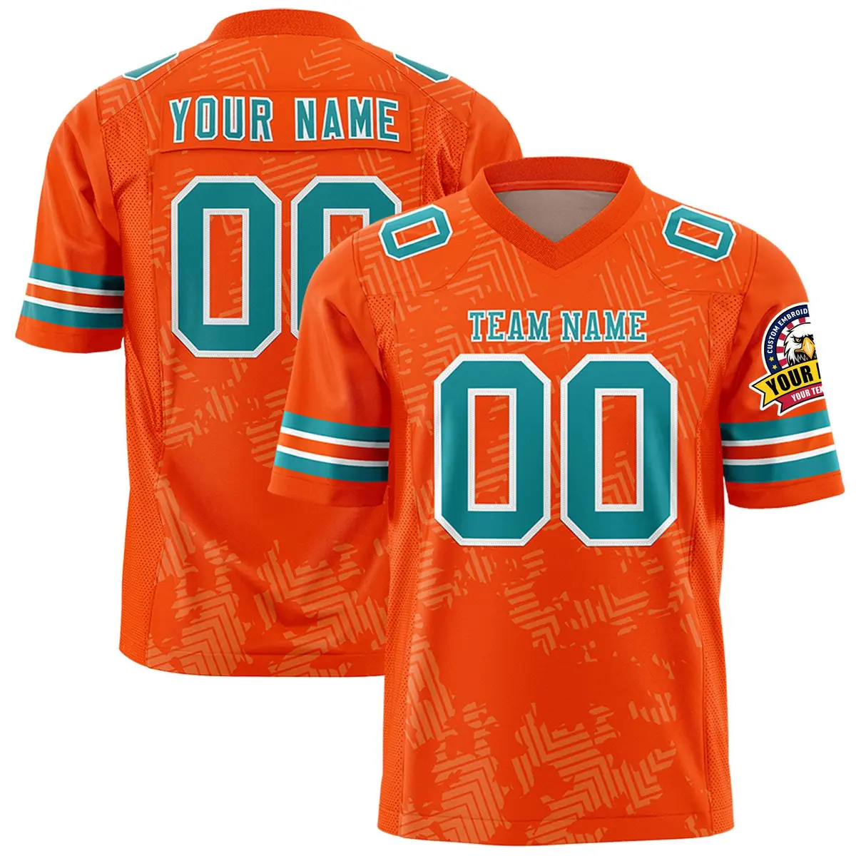 Orange Aqua-White Graffiti Line Authentic Football Jersey