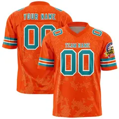 Orange Aqua-White Graffiti Line Authentic Football Jersey 1