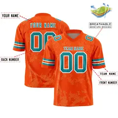 Orange Aqua-White Graffiti Line Authentic Football Jersey 2