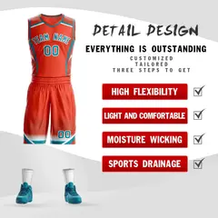 Orange Aqua-White Graffiti Points Element Basketball Jersey 2