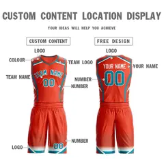 Orange Aqua-White Graffiti Points Element Basketball Jersey 3