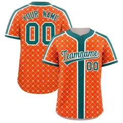 Orange Aqua-White Plaid Authentic Baseball Jersey 1