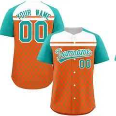 Orange Aqua White Raglan Star Print Baseball Jersey 1