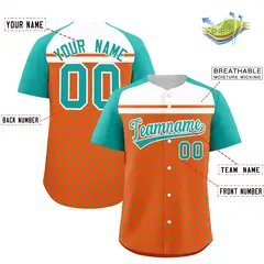 Orange Aqua White Raglan Star Print Baseball Jersey 2