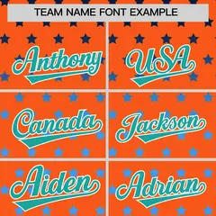 Orange Aqua White Raglan Star Print Baseball Jersey 3