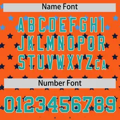 Orange Aqua White Raglan Star Print Baseball Jersey 4