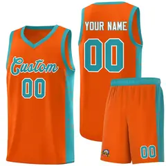 Orange Aqua-White Side Splash Basketball Uniform Jersey 1