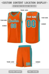 Orange Aqua-White Side Splash Basketball Uniform Jersey 2