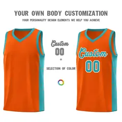 Orange Aqua-White Side Splash Basketball Uniform Jersey 3