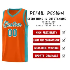 Orange Aqua-White Side Splash Basketball Uniform Jersey 5