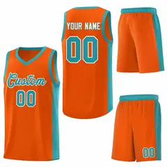 Orange Aqua-White Side Splash Basketball Uniform Jersey 6