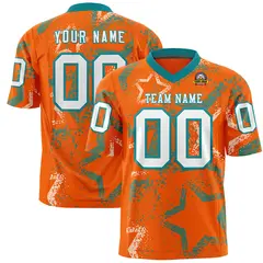 Orange Aqua-White Star Graffiti Authentic Football Jersey 1