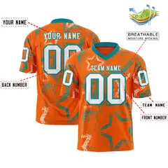 Orange Aqua-White Star Graffiti Authentic Football Jersey 2