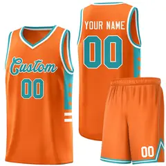 Orange Aqua-White Star Pattern Sports Basketball Jersey