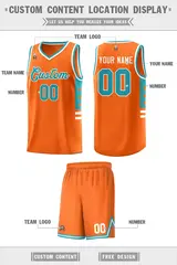 Orange Aqua-White Star Pattern Sports Basketball Jersey 2