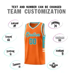 Orange Aqua-White Star Pattern Sports Basketball Jersey 3