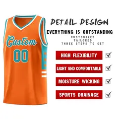 Orange Aqua-White Star Pattern Sports Basketball Jersey 4