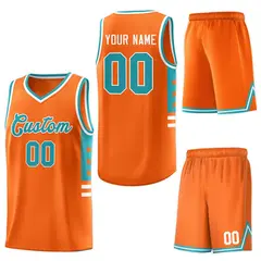 Orange Aqua-White Star Pattern Sports Basketball Jersey 5