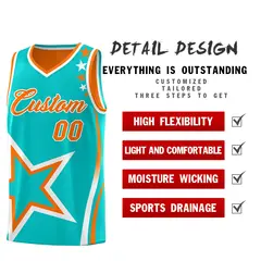 Orange Aqua White Star Series Reversible Basketball Jersey 3