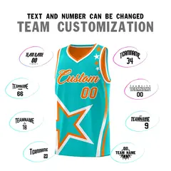 Orange Aqua White Star Series Reversible Basketball Jersey 4