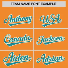 Orange Aqua-White Stripe Varsity Letterman Bomber Jacket 3